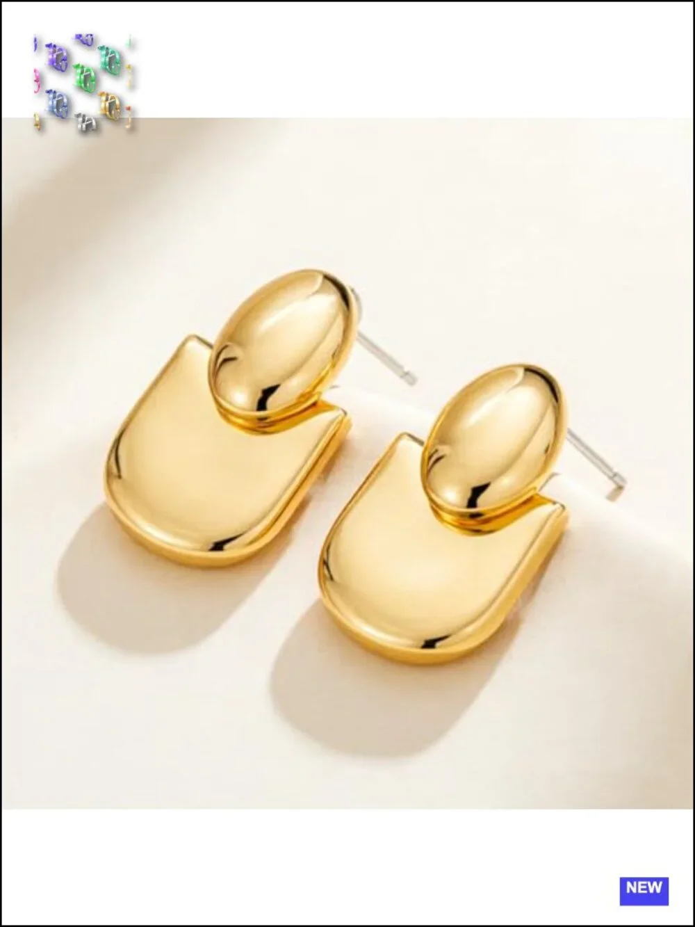 Chunky Gold Drop Dangle Earrings 14K Gold Plated Geometric Statement